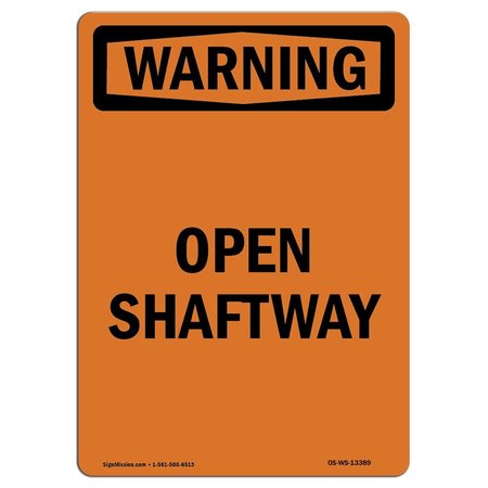 SIGNMISSION OSHA WARNING Sign, Open Shaftway, 5in X 3.5in Decal, 10PK, 3.5" W, 5" H, Portrait, PK10 OS-WS-D-35-V-13389-10PK